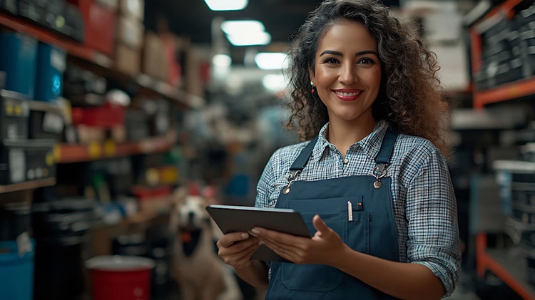 business owner reviewing commercial hvac maintenance services plan on a tablet